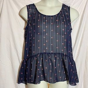 2 for $15 NWOT Cleo Kai shear navy blue Tunic with sailboats size M